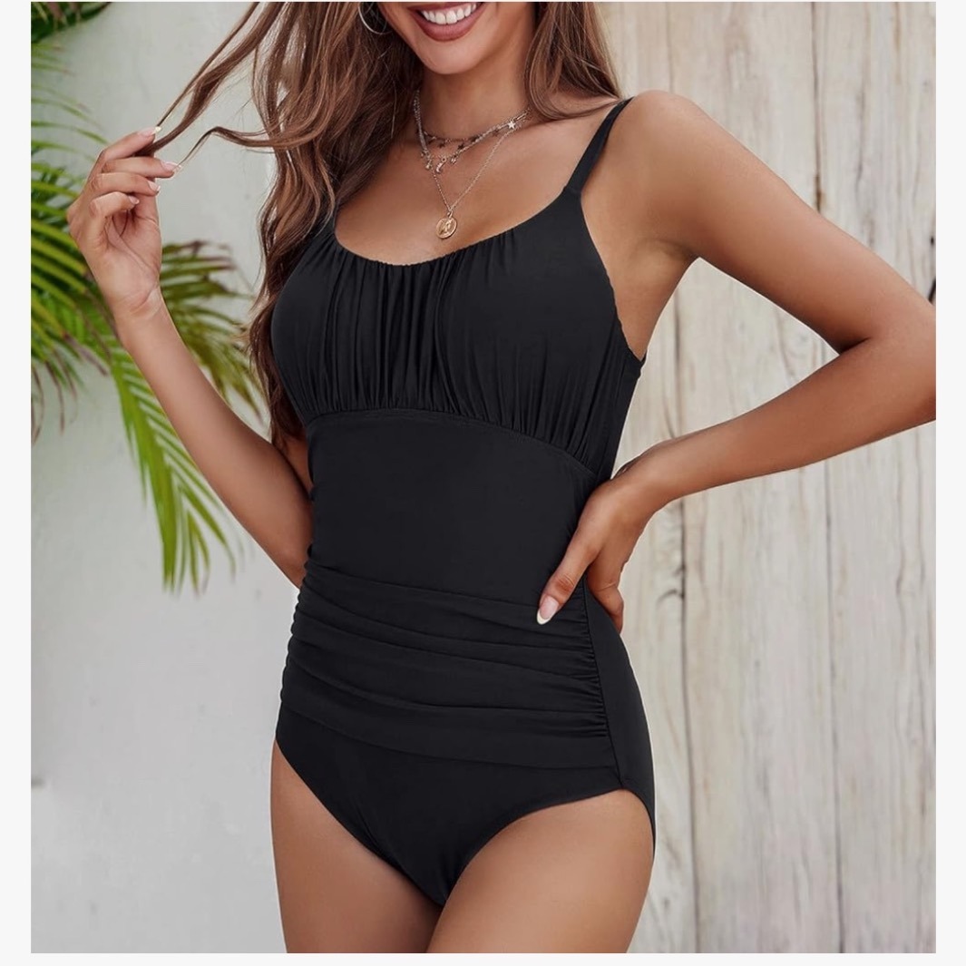 Ruched One Piece Swimsuit Tummy Control Padded Bathing Suit Plus Size Xxl